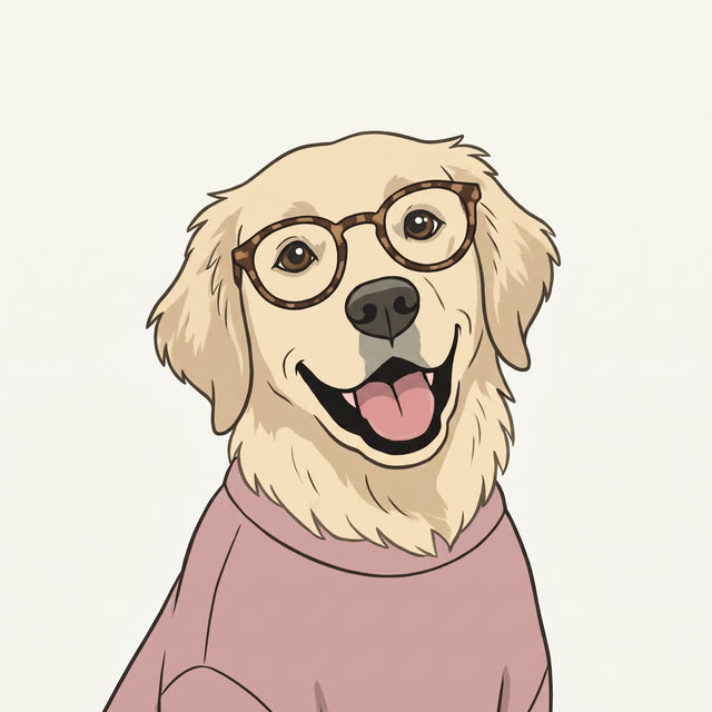 Nala, golden retriever con gafas